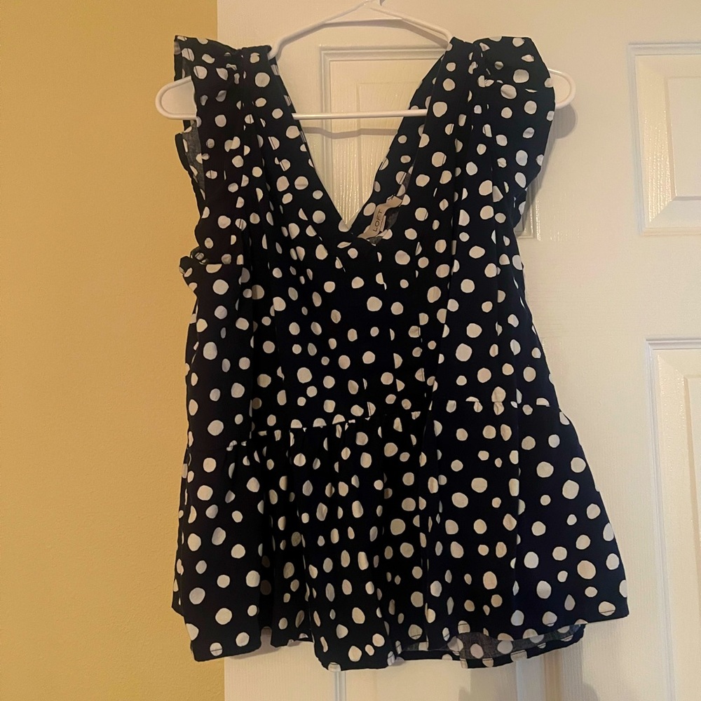 Loft Polka dot peplum shirt